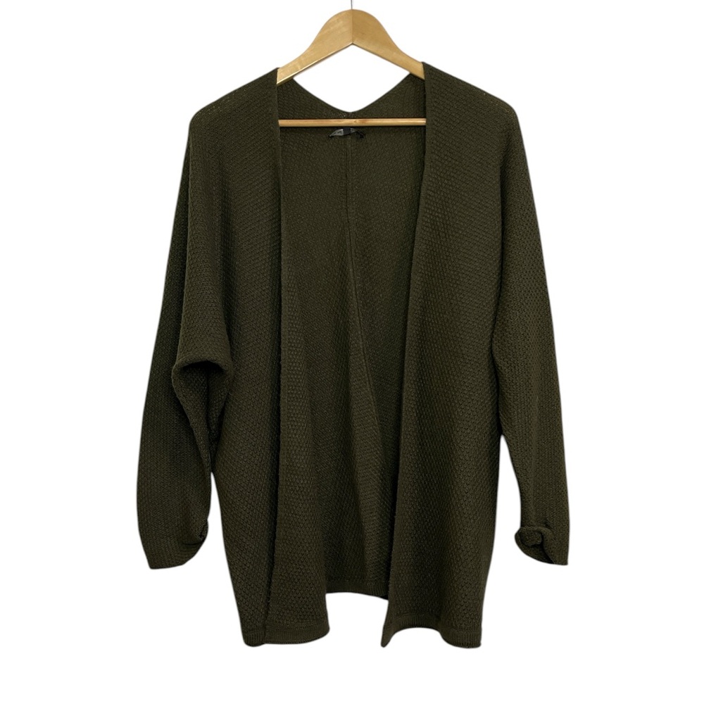 Staccato Olive Green Waffle Knit Open Front Cardigan Women’s Size M/L